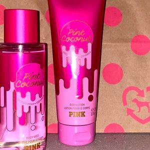 Pink lotion and spray set